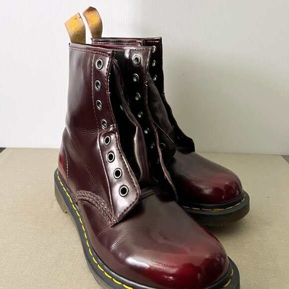 Dr Martens Vegan Cherry Red Boots Women's Size 9 US - Picture 3 of 11